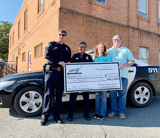 bedford police shop with a cop